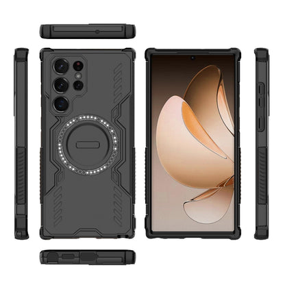 Samsung Galaxy S22 Ultra 5G Butterfly Armor MagSafe Magnetic Ring Shockproof Protective Phone Case with Stand