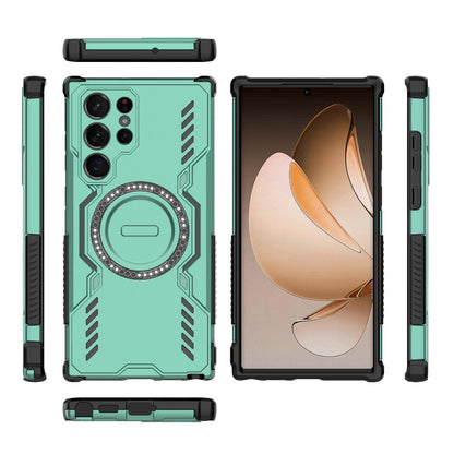 Samsung Galaxy S22 Ultra 5G Butterfly Armor MagSafe Magnetic Ring Shockproof Protective Phone Case with Stand