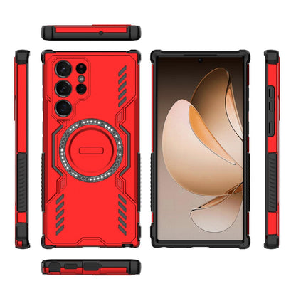Samsung Galaxy S22 Ultra 5G Butterfly Armor MagSafe Magnetic Ring Shockproof Protective Phone Case with Stand