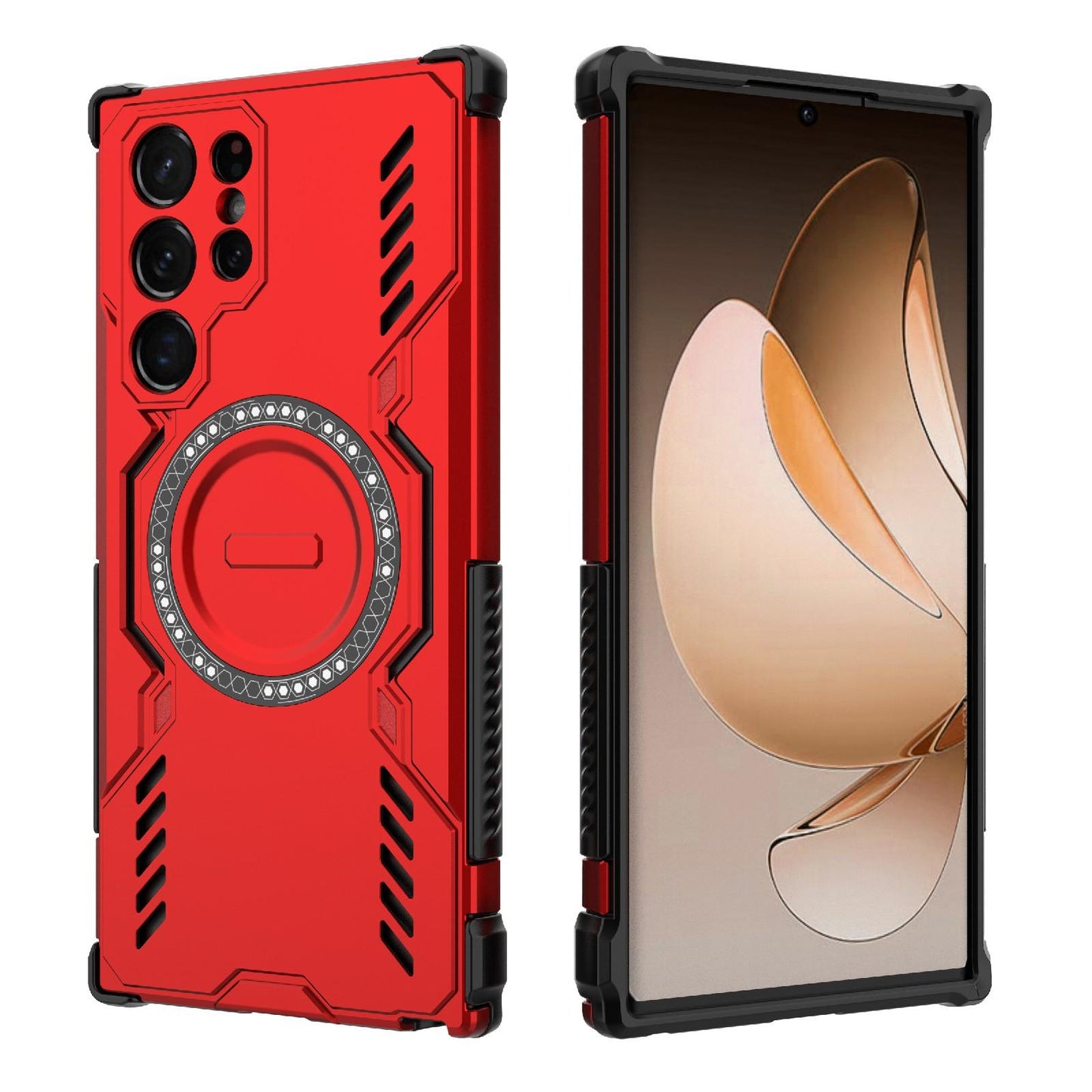 Samsung Galaxy S22 Ultra 5G Butterfly Armor MagSafe Magnetic Ring Shockproof Protective Phone Case with Stand