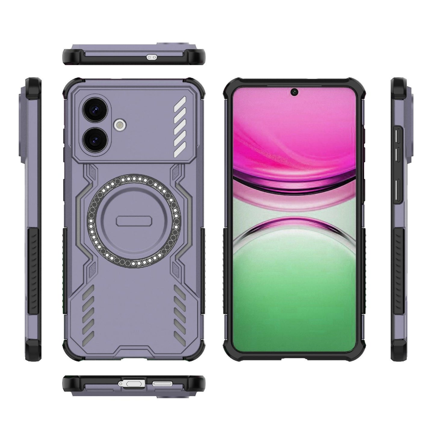 Samsung Galaxy S26 Edge 5G Butterfly Armor MagSafe Magnetic Ring Shockproof Protective Phone Case with Stand