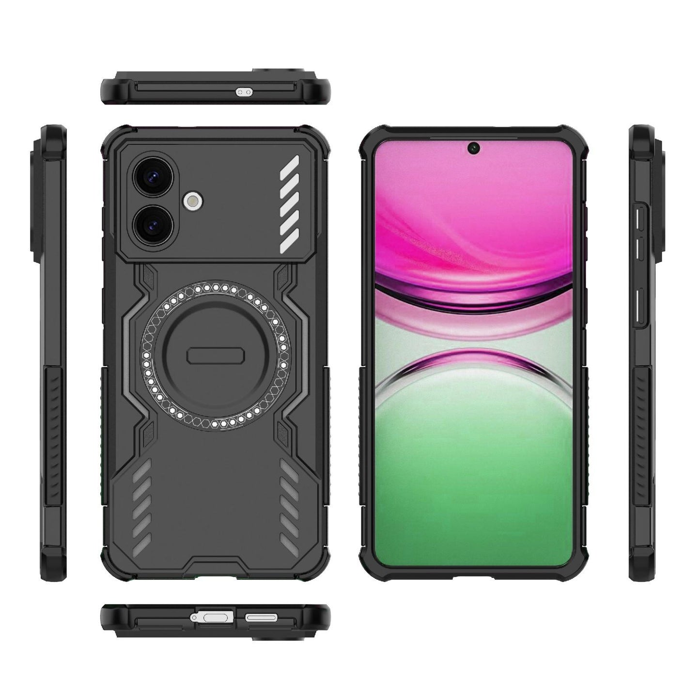 Samsung Galaxy S26 Edge 5G Butterfly Armor MagSafe Magnetic Ring Shockproof Protective Phone Case with Stand
