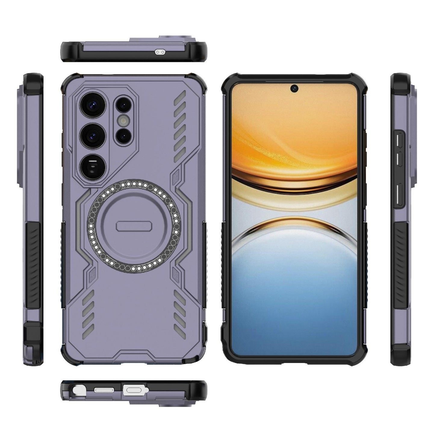 Samsung Galaxy S26 Ultra 5G Butterfly Armor MagSafe Magnetic Ring Shockproof Protective Phone Case with Stand