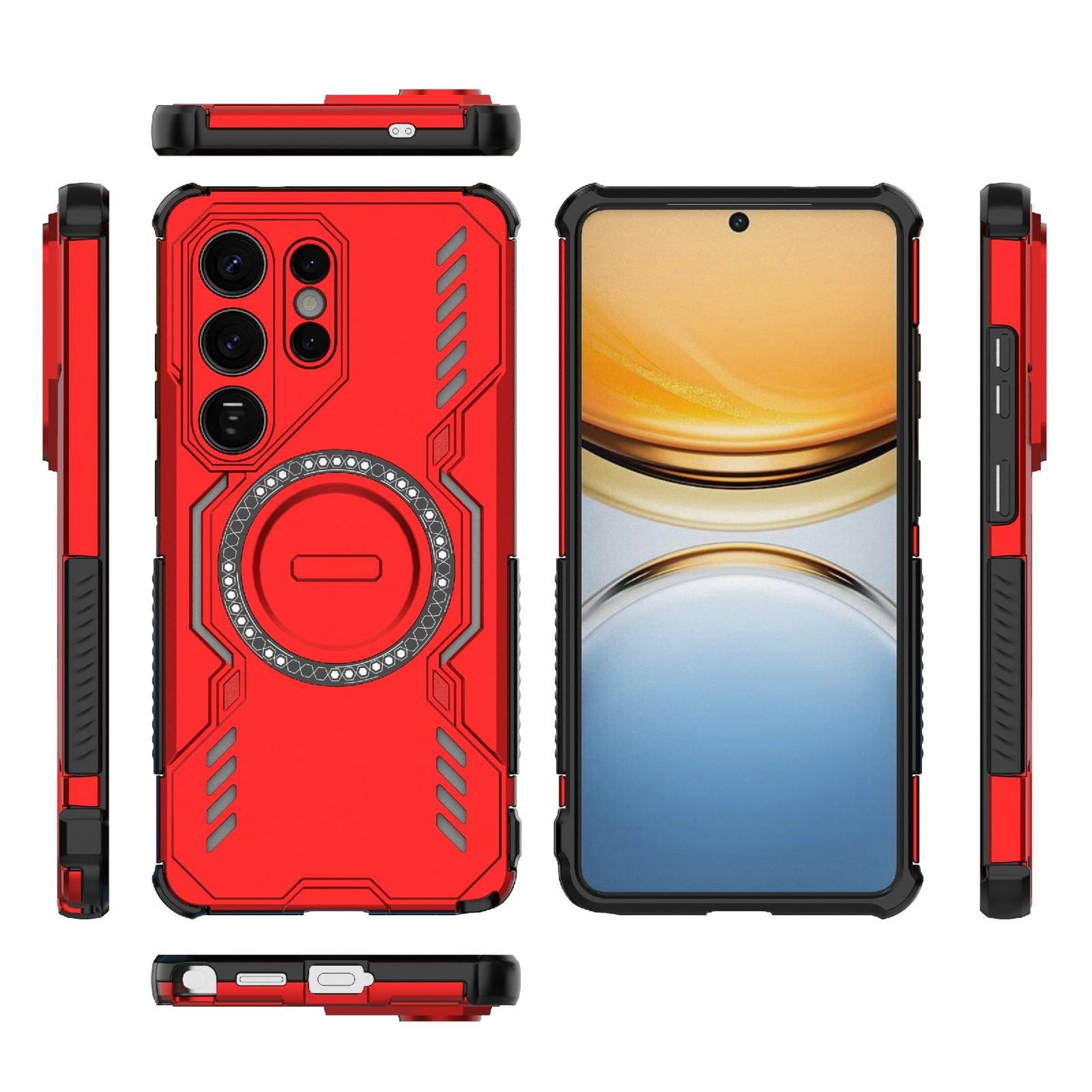 Samsung Galaxy S26 Ultra 5G Butterfly Armor MagSafe Magnetic Ring Shockproof Protective Phone Case with Stand
