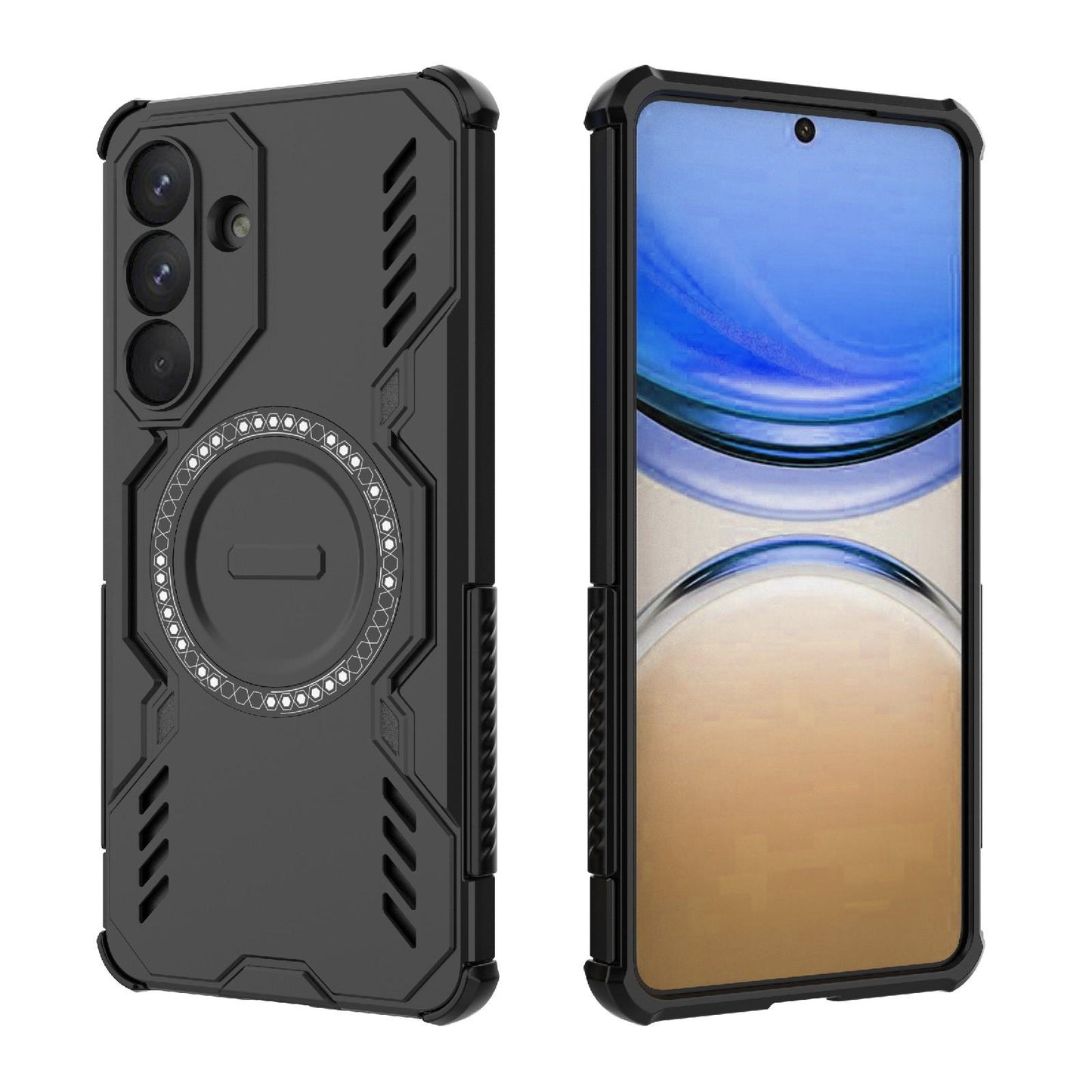 Samsung Galaxy S26+ 5G Butterfly Armor MagSafe Magnetic Ring Shockproof Protective Phone Case with Stand