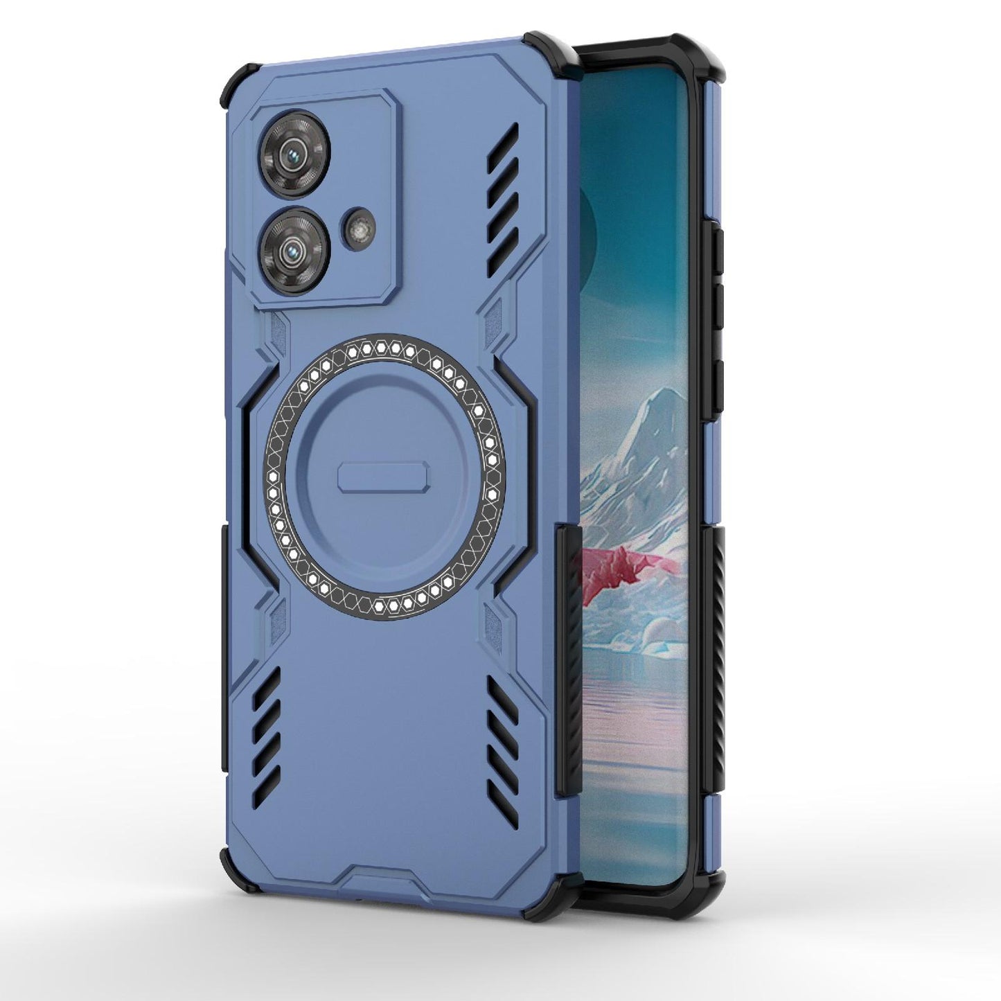 Motorola Edge 40 Neo 5G Butterfly Armor MagSafe Magnetic Ring Shockproof Protective Phone Case with Stand