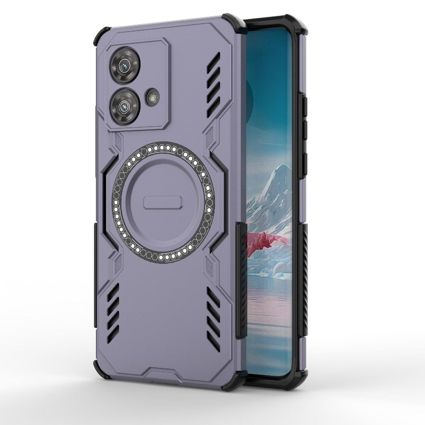 Motorola Edge 40 Neo 5G Butterfly Armor MagSafe Magnetic Ring Shockproof Protective Phone Case with Stand
