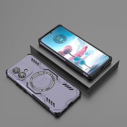 Motorola Edge 40 Neo 5G Butterfly Armor MagSafe Magnetic Ring Shockproof Protective Phone Case with Stand
