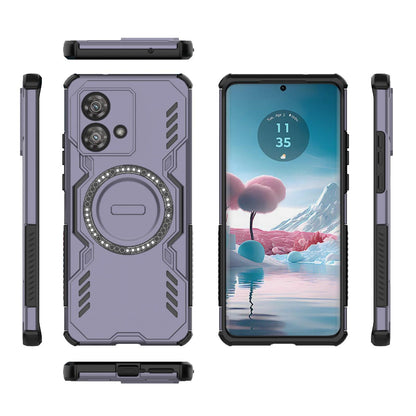 Motorola Edge 40 Neo 5G Butterfly Armor MagSafe Magnetic Ring Shockproof Protective Phone Case with Stand