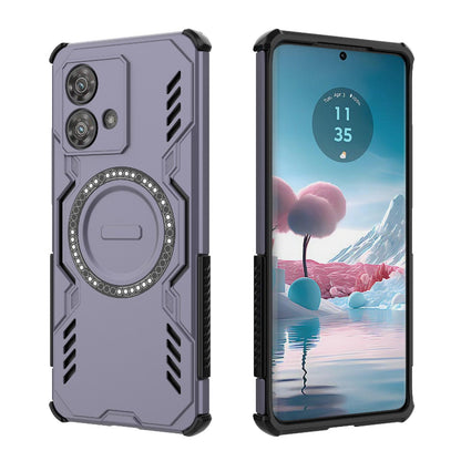 Motorola Edge 40 Neo 5G Butterfly Armor MagSafe Magnetic Ring Shockproof Protective Phone Case with Stand