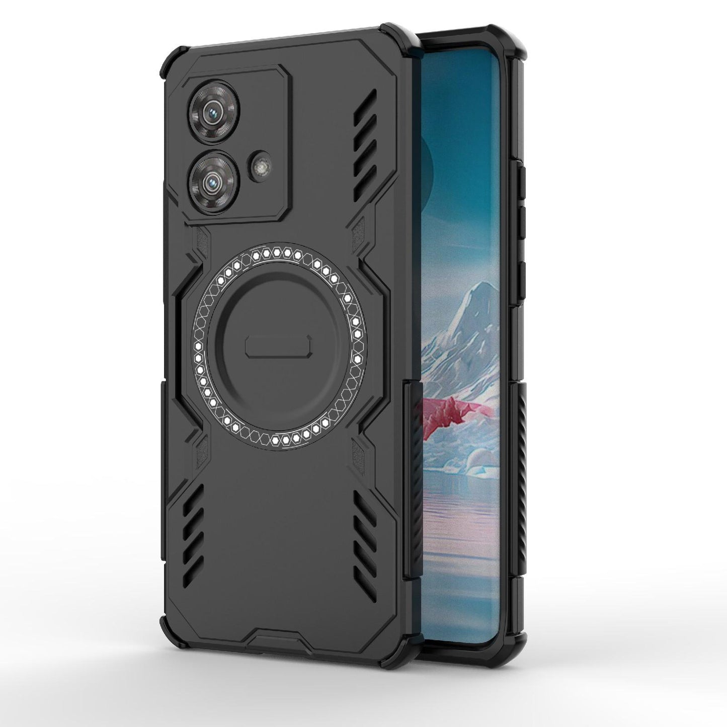 Motorola Edge 40 Neo 5G Butterfly Armor MagSafe Magnetic Ring Shockproof Protective Phone Case with Stand
