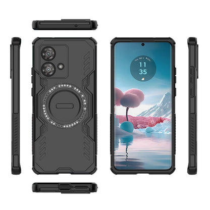 Motorola Edge 40 Neo 5G Butterfly Armor MagSafe Magnetic Ring Shockproof Protective Phone Case with Stand