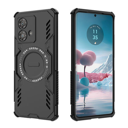 Motorola Edge 40 Neo 5G Butterfly Armor MagSafe Magnetic Ring Shockproof Protective Phone Case with Stand