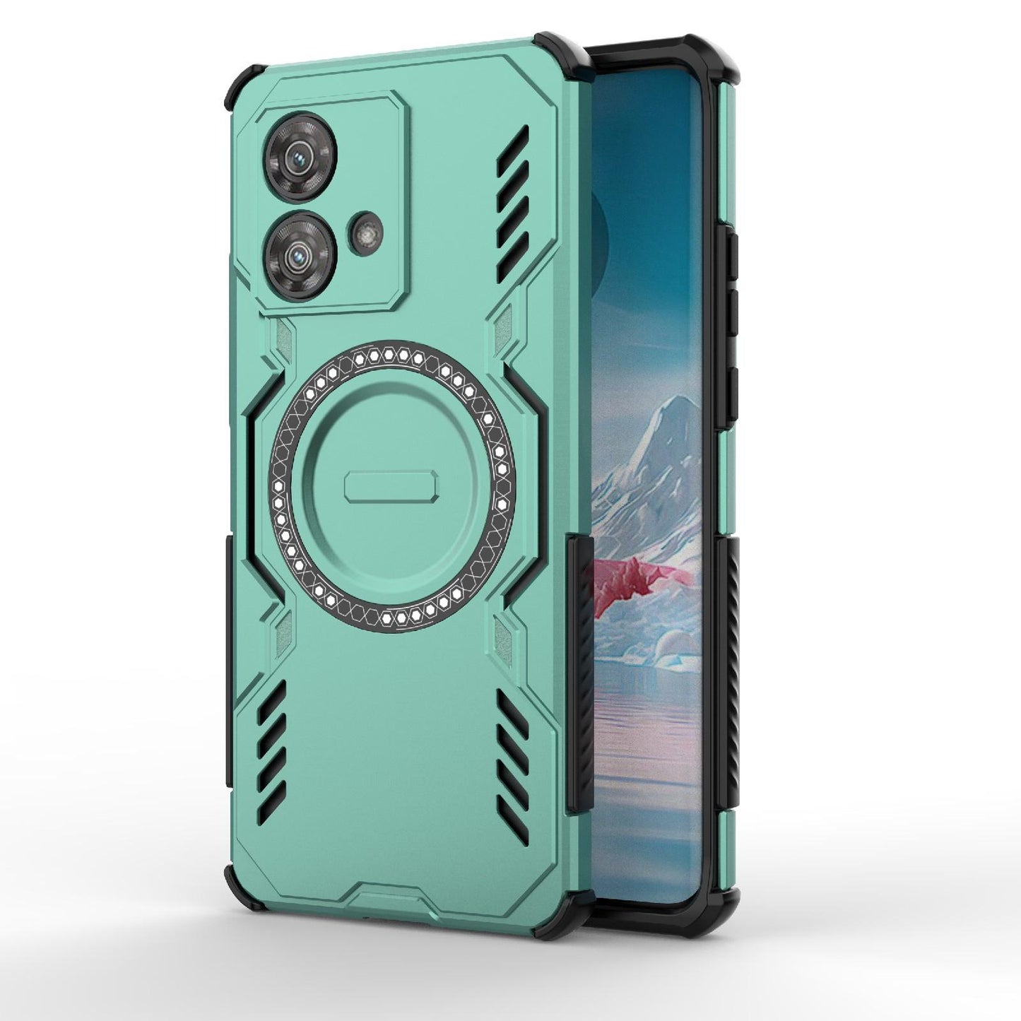 Motorola Edge 40 Neo 5G Butterfly Armor MagSafe Magnetic Ring Shockproof Protective Phone Case with Stand