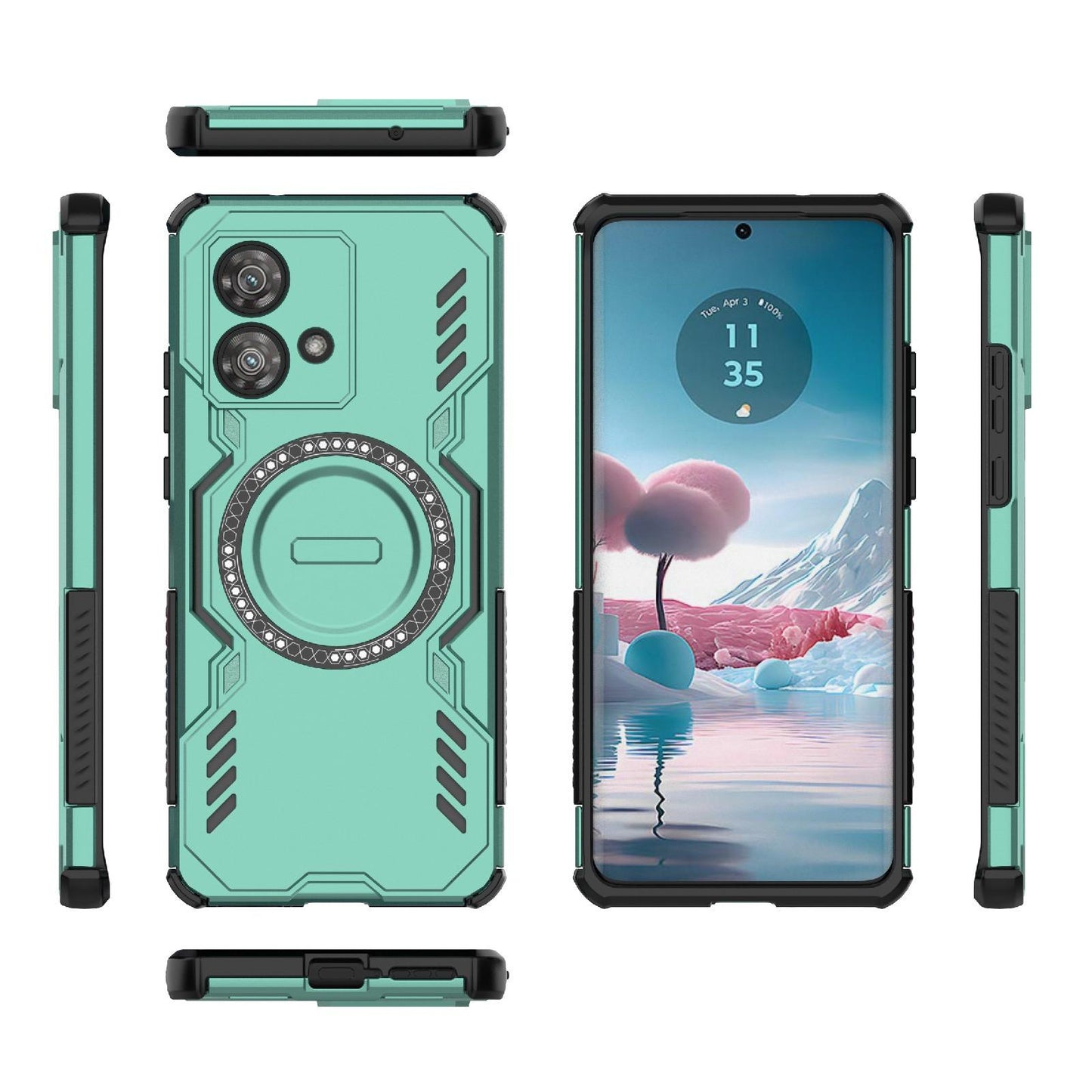 Motorola Edge 40 Neo 5G Butterfly Armor MagSafe Magnetic Ring Shockproof Protective Phone Case with Stand