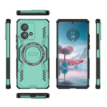 Motorola Edge 40 Neo 5G Butterfly Armor MagSafe Magnetic Ring Shockproof Protective Phone Case with Stand