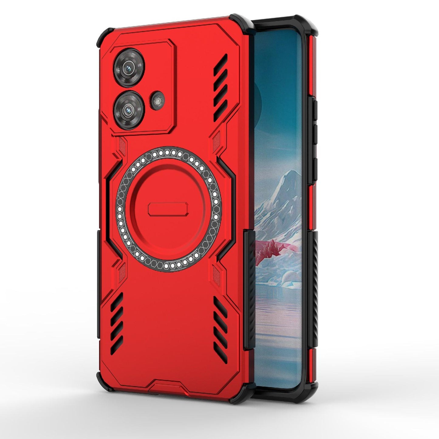 Motorola Edge 40 Neo 5G Butterfly Armor MagSafe Magnetic Ring Shockproof Protective Phone Case with Stand