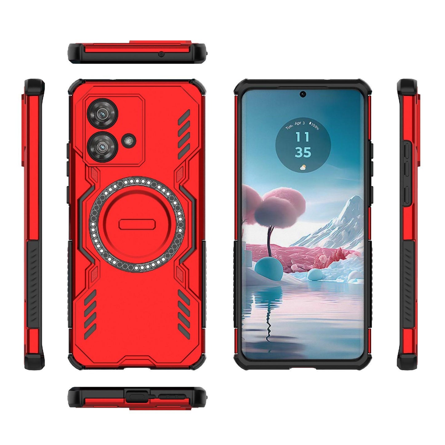 Motorola Edge 40 Neo 5G Butterfly Armor MagSafe Magnetic Ring Shockproof Protective Phone Case with Stand