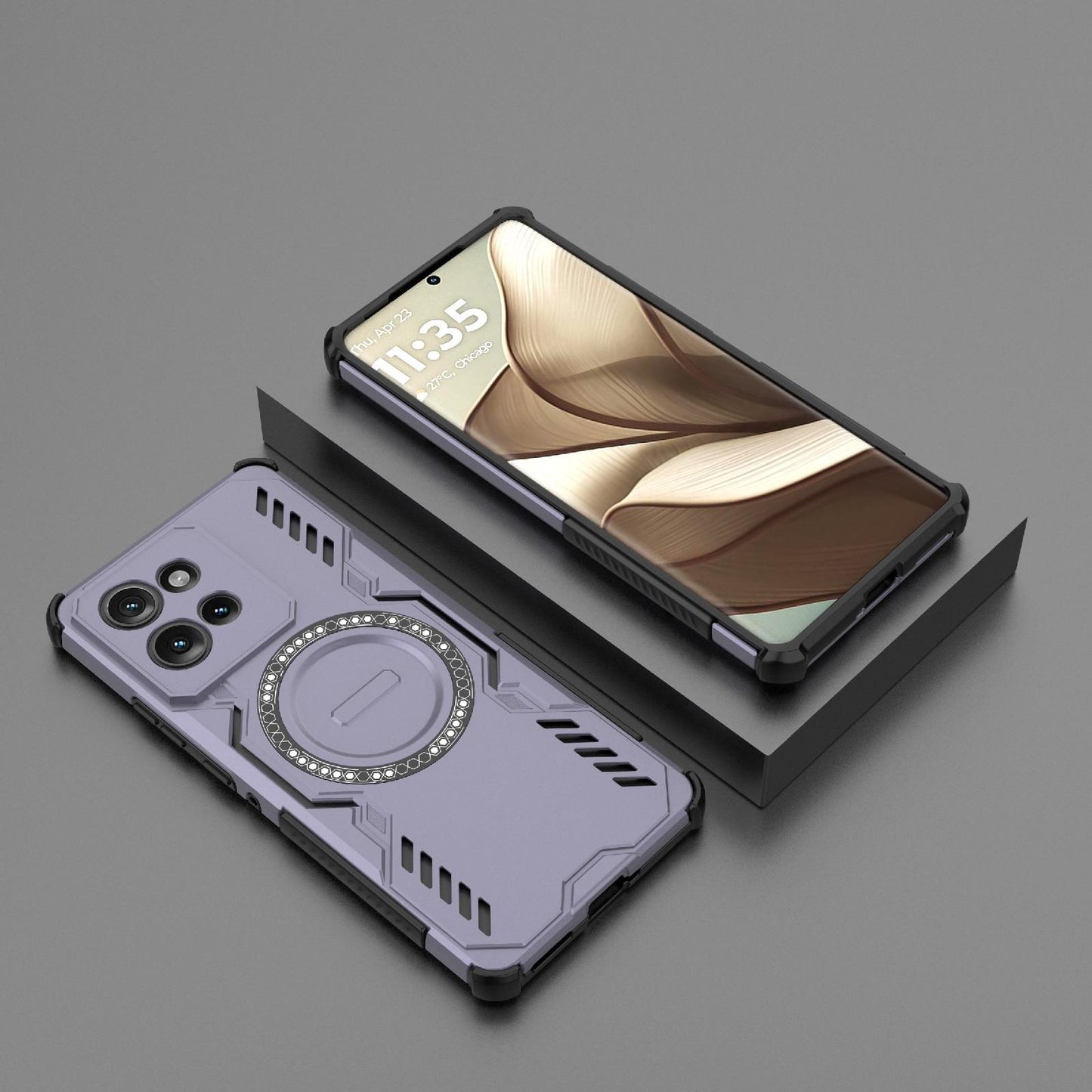 Motorola Edge 50 5G Butterfly Armor MagSafe Magnetic Ring Shockproof Protective Phone Case with Stand