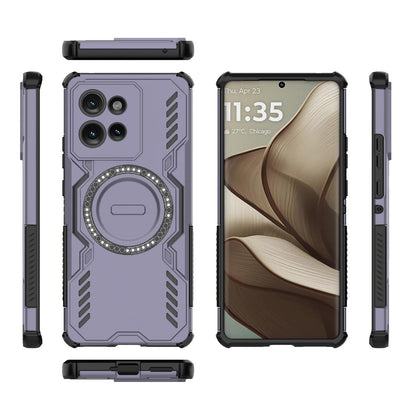 Motorola Edge 50 5G Butterfly Armor MagSafe Magnetic Ring Shockproof Protective Phone Case with Stand