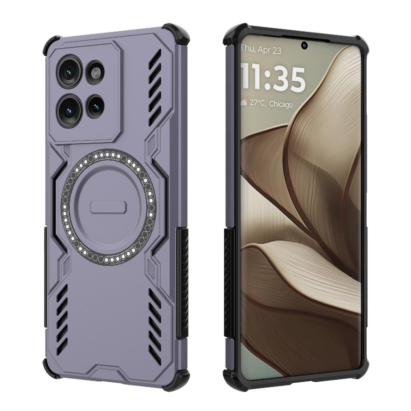 Motorola Edge 50 5G Butterfly Armor MagSafe Magnetic Ring Shockproof Protective Phone Case with Stand