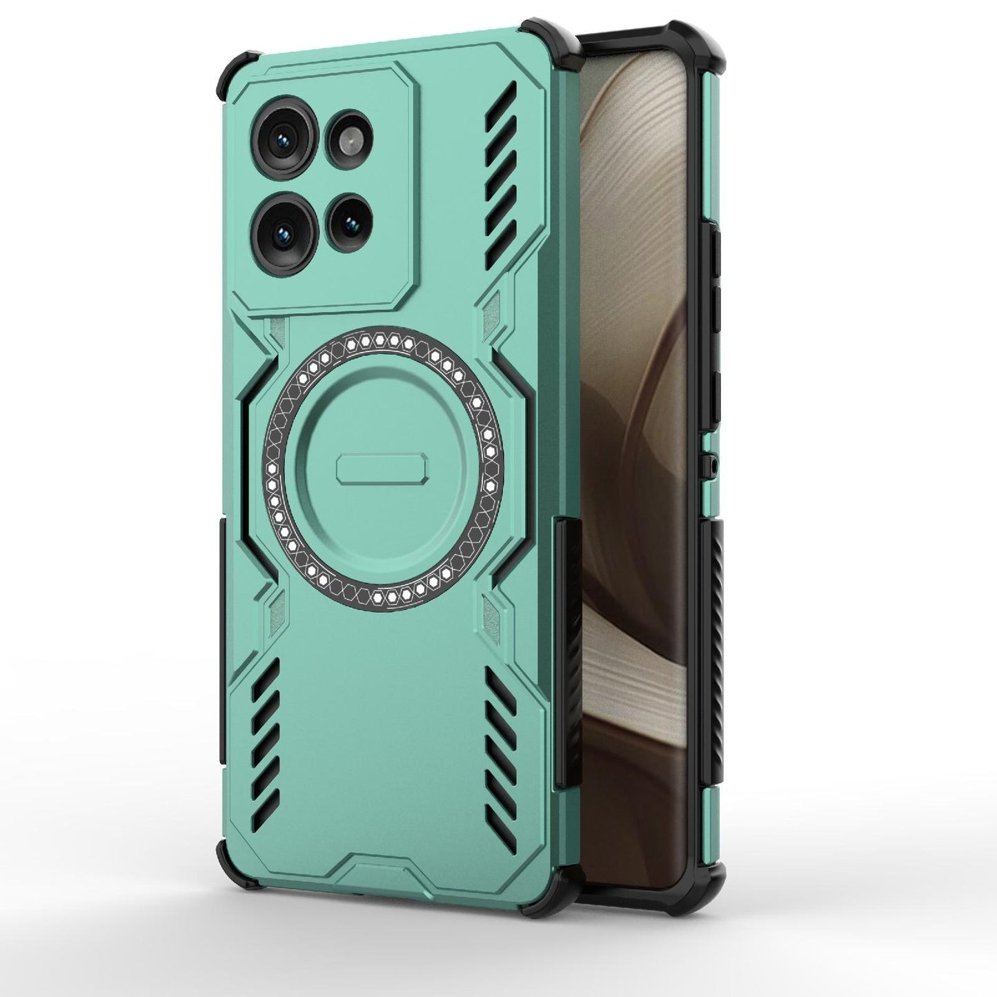 Motorola Edge 50 5G Butterfly Armor MagSafe Magnetic Ring Shockproof Protective Phone Case with Stand