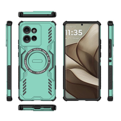Motorola Edge 50 5G Butterfly Armor MagSafe Magnetic Ring Shockproof Protective Phone Case with Stand