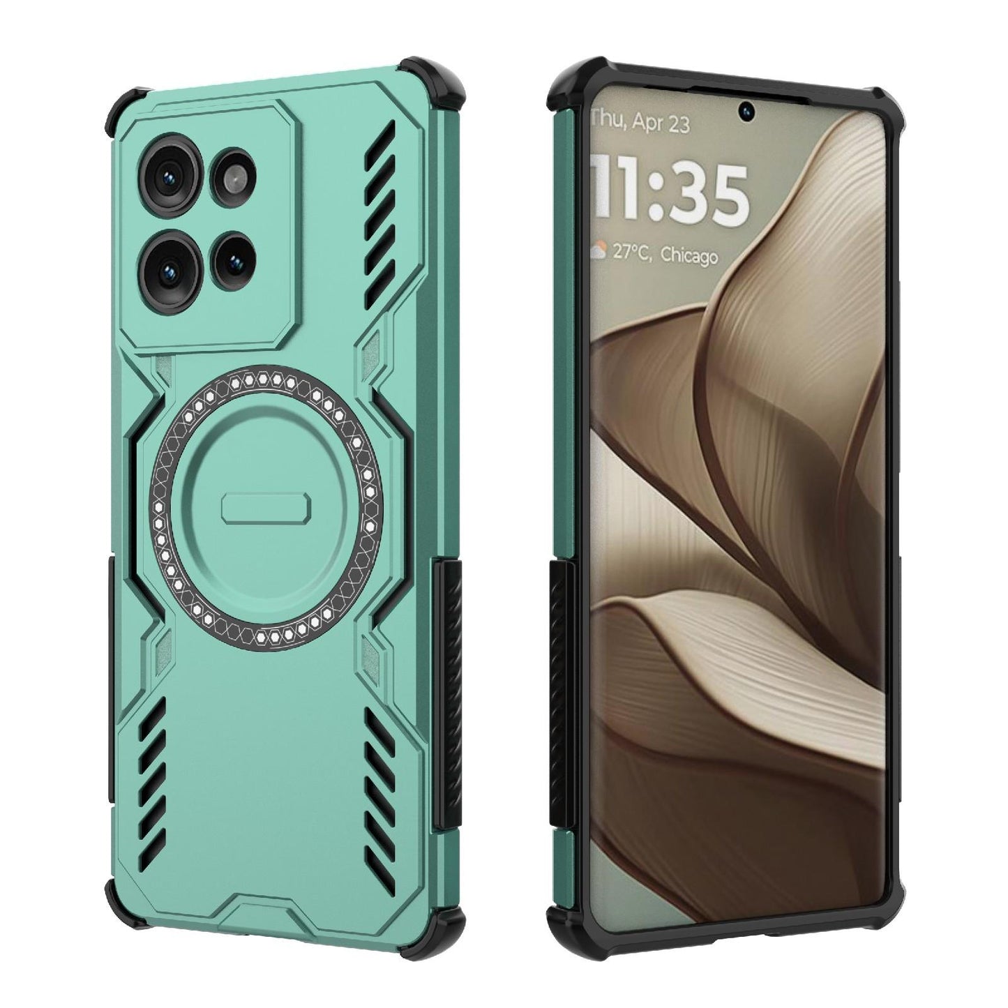 Motorola Edge 50 5G Butterfly Armor MagSafe Magnetic Ring Shockproof Protective Phone Case with Stand