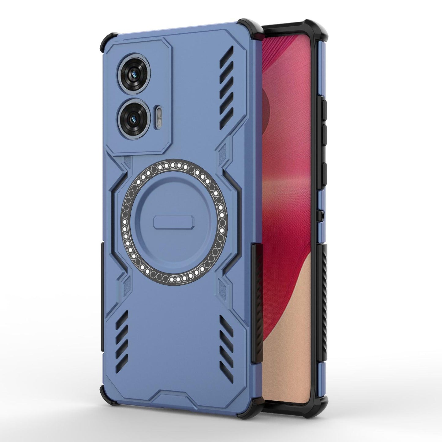 Motorola Edge 50 Fusion 5G Butterfly Armor MagSafe Magnetic Ring Shockproof Protective Phone Case with Stand
