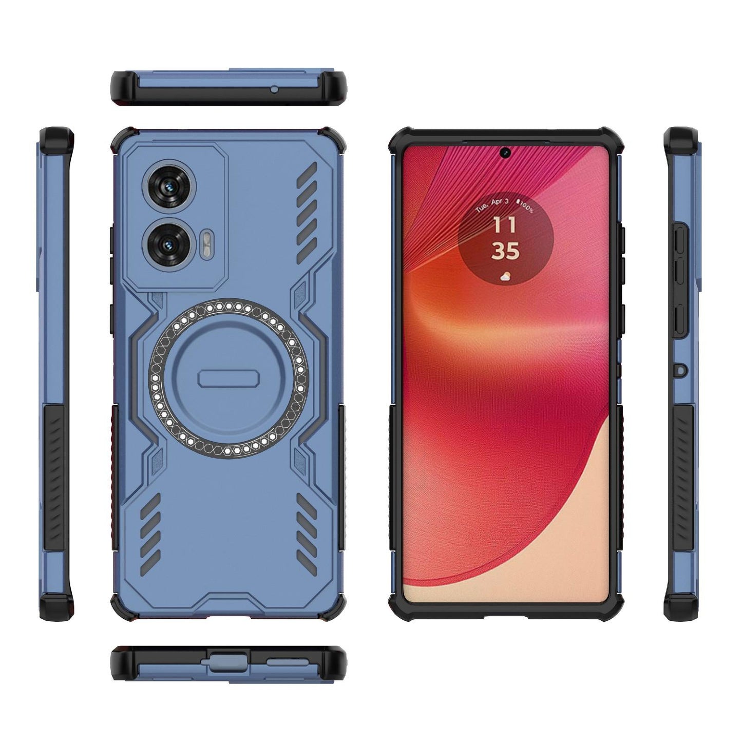 Motorola Edge 50 Fusion 5G Butterfly Armor MagSafe Magnetic Ring Shockproof Protective Phone Case with Stand