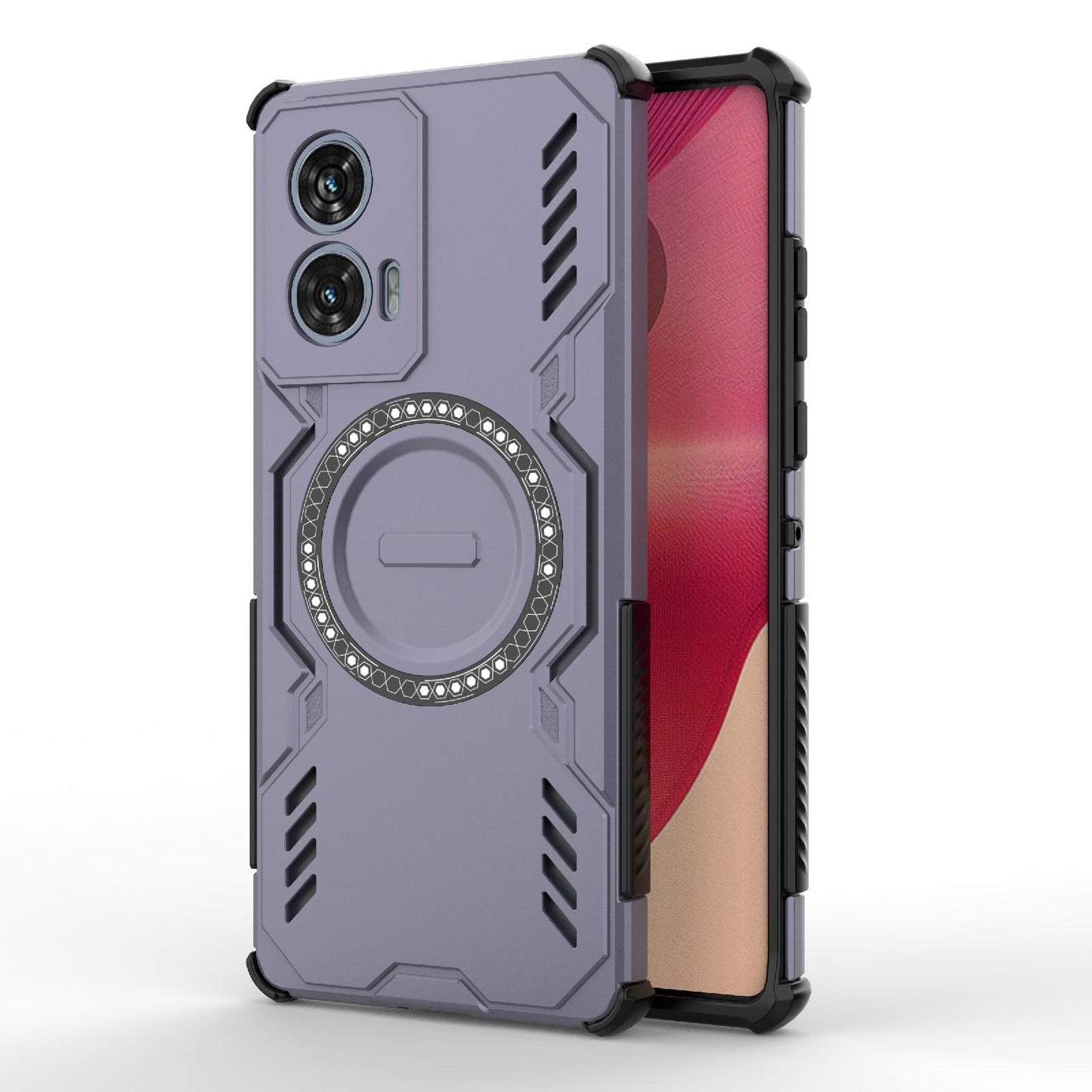 Motorola Edge 50 Fusion 5G Butterfly Armor MagSafe Magnetic Ring Shockproof Protective Phone Case with Stand