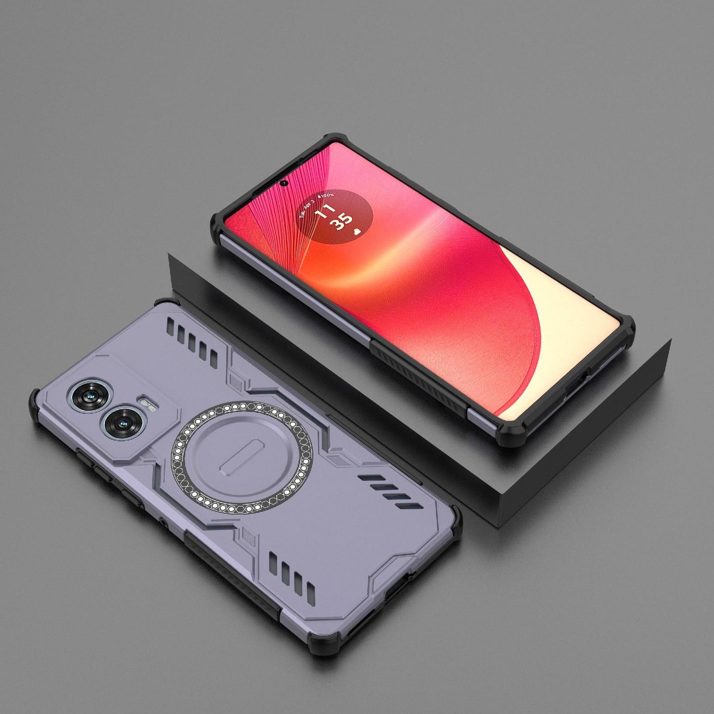 Motorola Edge 50 Fusion 5G Butterfly Armor MagSafe Magnetic Ring Shockproof Protective Phone Case with Stand