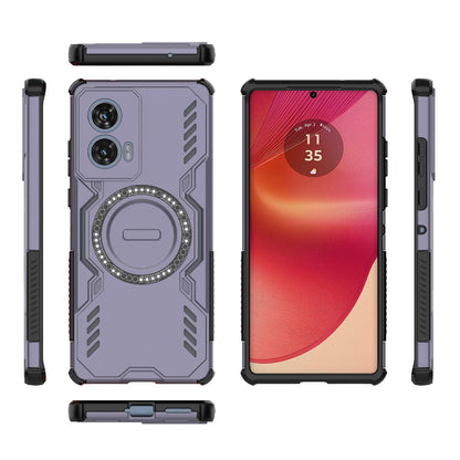 Motorola Edge 50 Fusion 5G Butterfly Armor MagSafe Magnetic Ring Shockproof Protective Phone Case with Stand