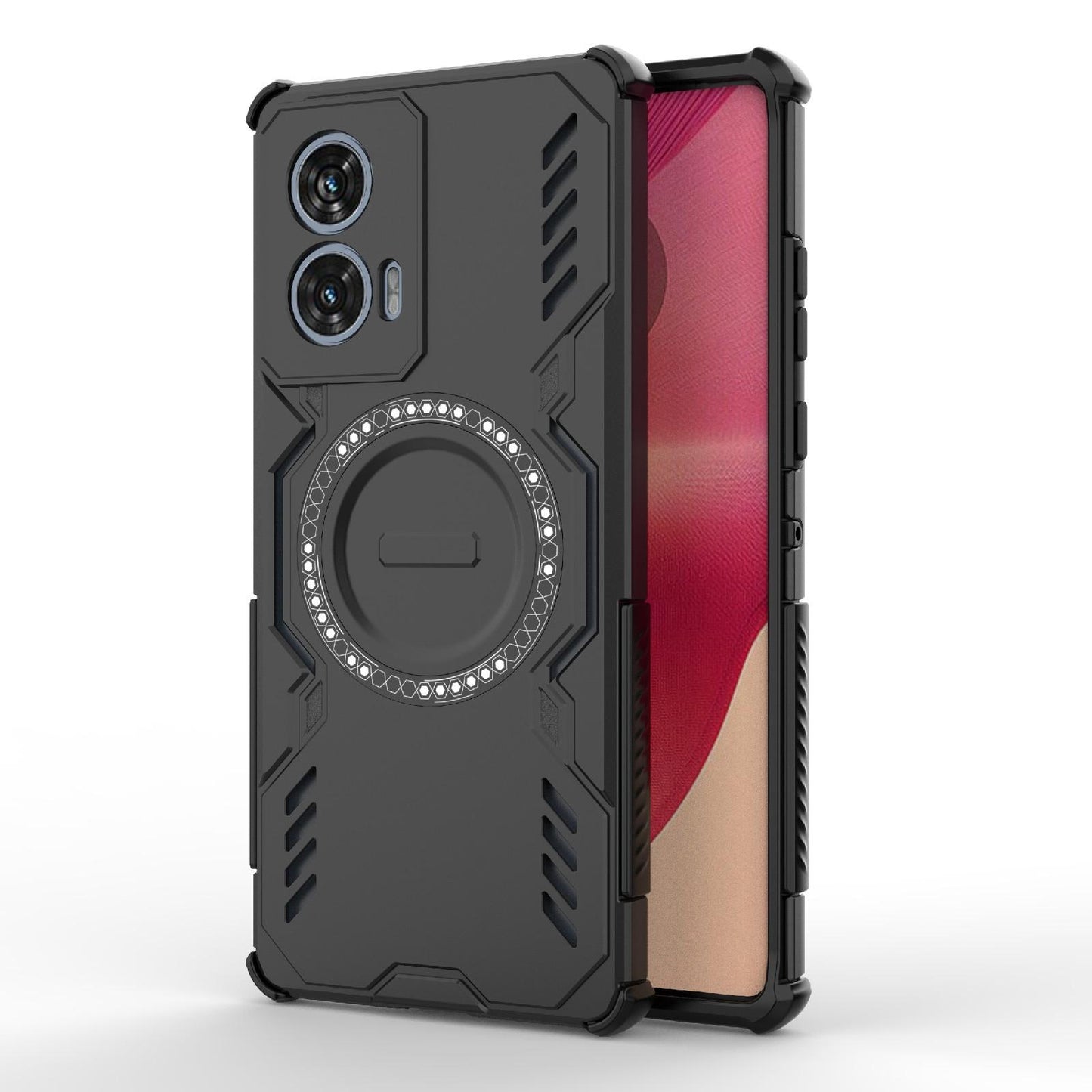 Motorola Edge 50 Fusion 5G Butterfly Armor MagSafe Magnetic Ring Shockproof Protective Phone Case with Stand