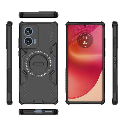 Motorola Edge 50 Fusion 5G Butterfly Armor MagSafe Magnetic Ring Shockproof Protective Phone Case with Stand
