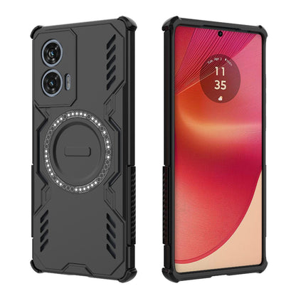 Motorola Edge 50 Fusion 5G Butterfly Armor MagSafe Magnetic Ring Shockproof Protective Phone Case with Stand