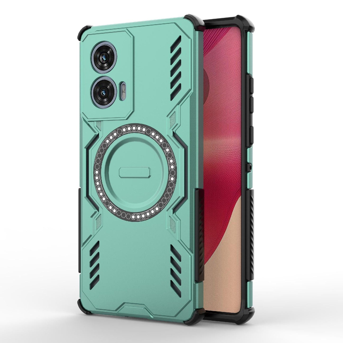 Motorola Edge 50 Fusion 5G Butterfly Armor MagSafe Magnetic Ring Shockproof Protective Phone Case with Stand