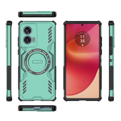 Motorola Edge 50 Fusion 5G Butterfly Armor MagSafe Magnetic Ring Shockproof Protective Phone Case with Stand