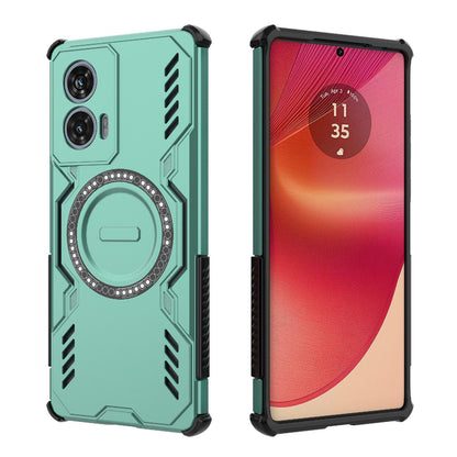 Motorola Edge 50 Fusion 5G Butterfly Armor MagSafe Magnetic Ring Shockproof Protective Phone Case with Stand