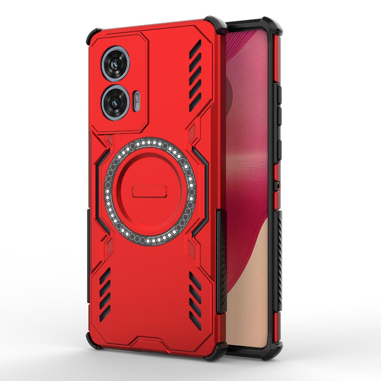 Motorola Edge 50 Fusion 5G Butterfly Armor MagSafe Magnetic Ring Shockproof Protective Phone Case with Stand