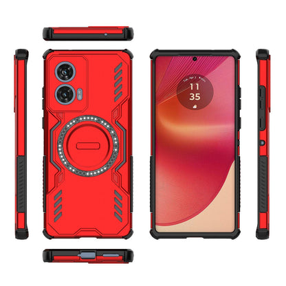 Motorola Edge 50 Fusion 5G Butterfly Armor MagSafe Magnetic Ring Shockproof Protective Phone Case with Stand