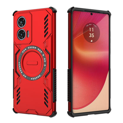 Motorola Edge 50 Fusion 5G Butterfly Armor MagSafe Magnetic Ring Shockproof Protective Phone Case with Stand