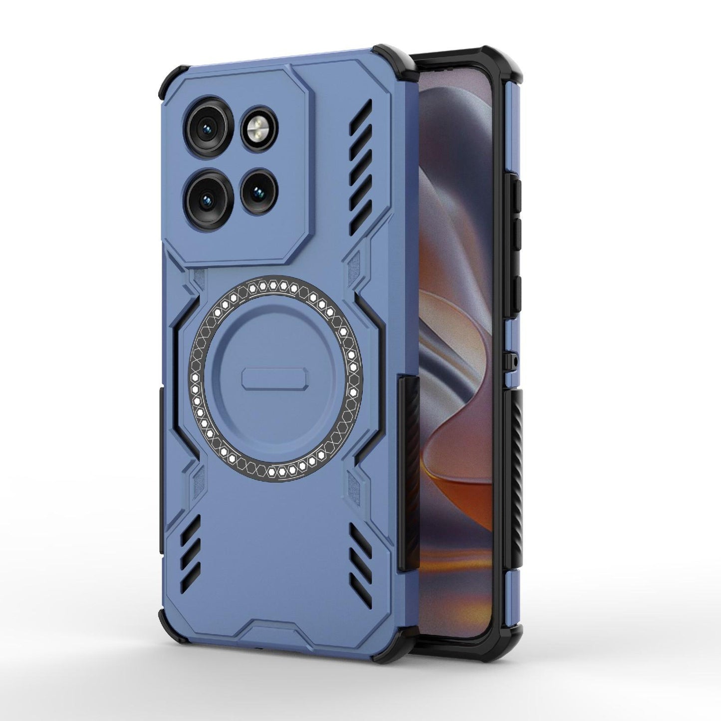 Motorola Edge 50 Neo 5G Butterfly Armor MagSafe Magnetic Ring Shockproof Protective Phone Case with Stand
