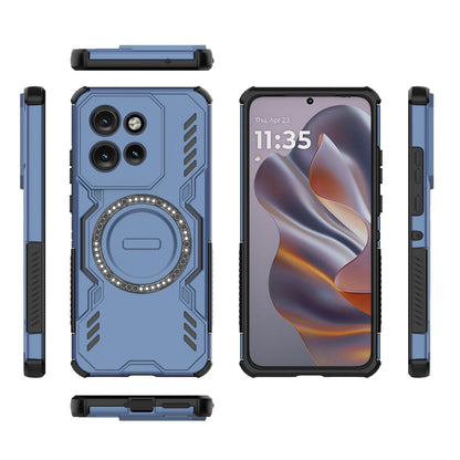 Motorola Edge 50 Neo 5G Butterfly Armor MagSafe Magnetic Ring Shockproof Protective Phone Case with Stand