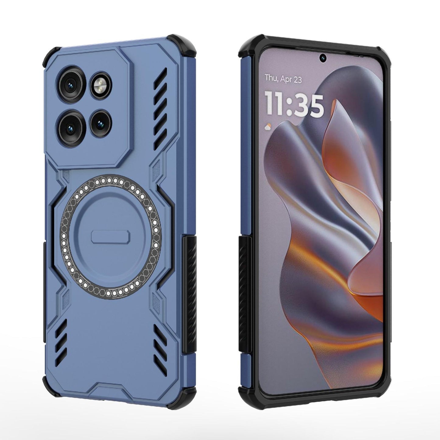 Motorola Edge 50 Neo 5G Butterfly Armor MagSafe Magnetic Ring Shockproof Protective Phone Case with Stand