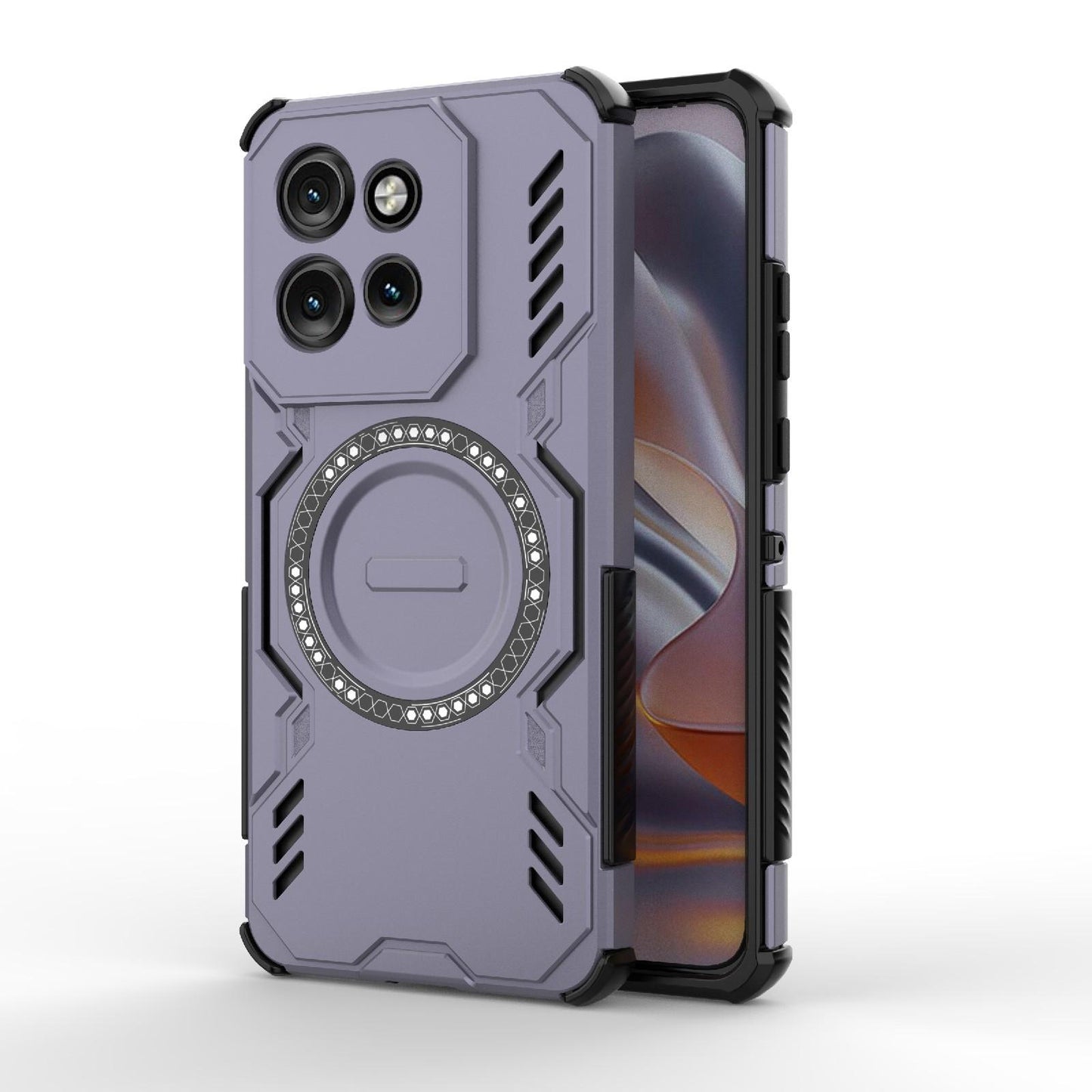 Motorola Edge 50 Neo 5G Butterfly Armor MagSafe Magnetic Ring Shockproof Protective Phone Case with Stand