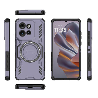Motorola Edge 50 Neo 5G Butterfly Armor MagSafe Magnetic Ring Shockproof Protective Phone Case with Stand