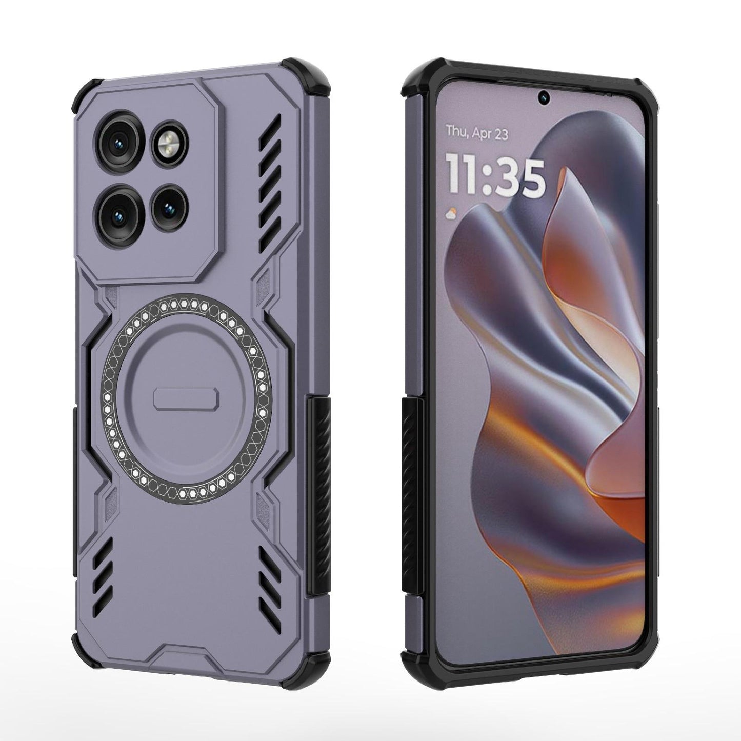 Motorola Edge 50 Neo 5G Butterfly Armor MagSafe Magnetic Ring Shockproof Protective Phone Case with Stand