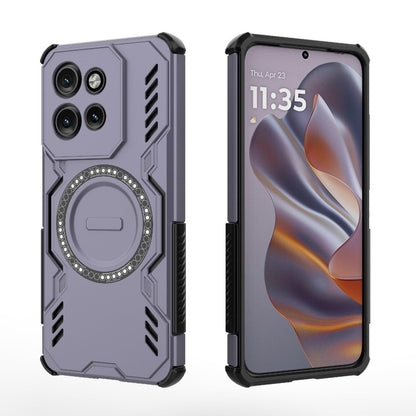Motorola Edge 50 Neo 5G Butterfly Armor MagSafe Magnetic Ring Shockproof Protective Phone Case with Stand
