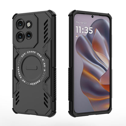 Motorola Edge 50 Neo 5G Butterfly Armor MagSafe Magnetic Ring Shockproof Protective Phone Case with Stand